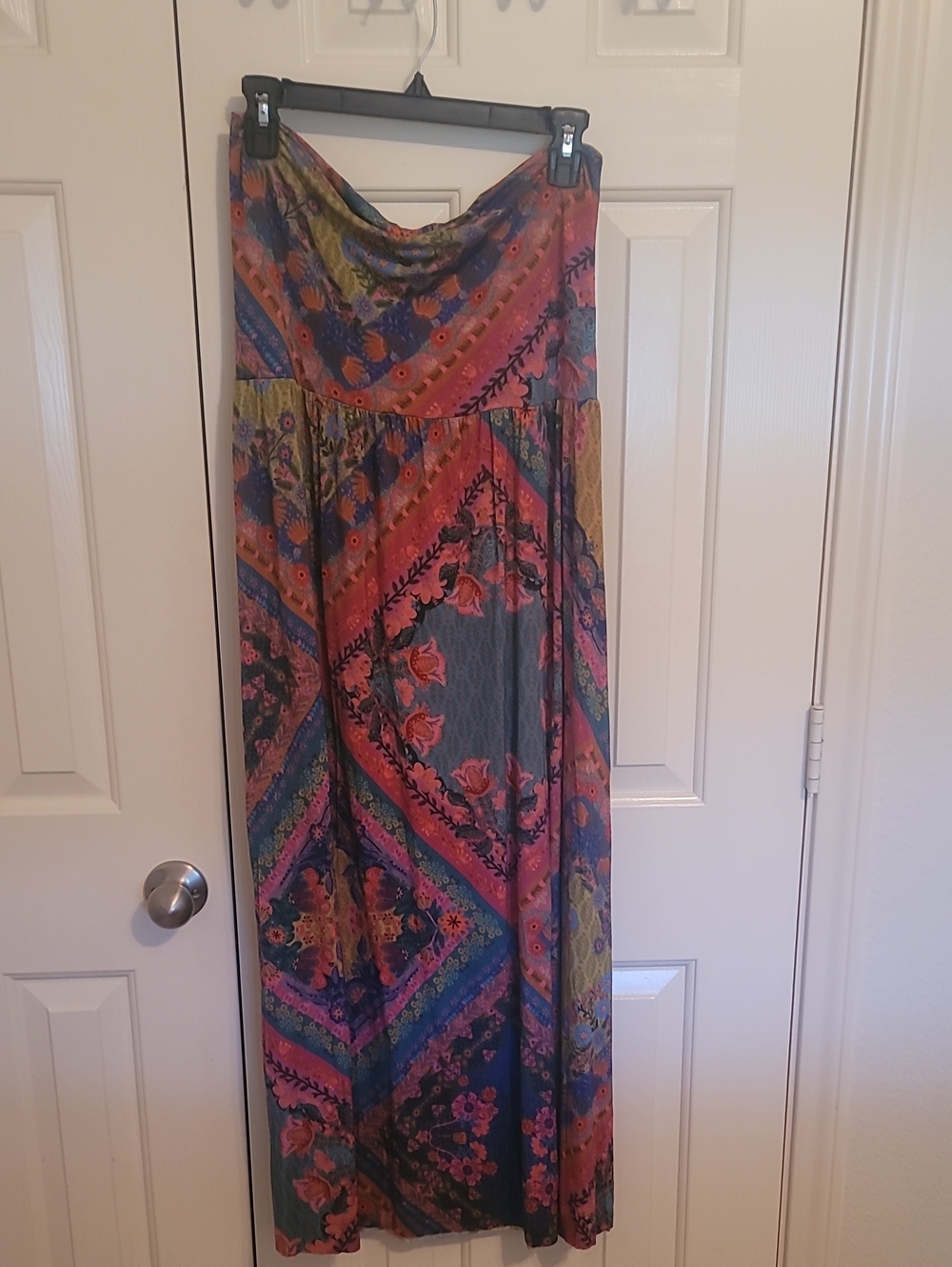 NATURAL LIFE Pink, Blue and Green Boho Floral Maxi Skirt